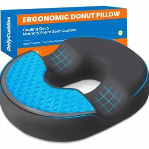 Donut Pillow Cooling Gel Memory Foam Cushion, Large, Grey Relief for Tailbone Pain Hemorrhoids Pregnancy Sciatica, Machine Washable Cover, Non-Slip Base, Office Wheelchair Donut Pillow Cooling Gel Memory Foam Cushion, Large, Grey Relief for Tailbone Pain Hemorrhoids Pregnancy Sciatica, Machine Washable Cover, Non-Slip Base, Office Wheelchair