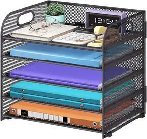 5 Tier Paper Organizer with Handle, Grey Metal Mesh Desk Organizer File Folder Paper Letter Tray Desktop Document Sorter for Classroom, School, Office Accessories Organization and Storage 5 Tier Paper Organizer with Handle, Grey Metal Mesh Desk Organizer File Folder Paper Letter Tray Desktop Document Sorter for Classroom, School, Office Accessories Organization and Storage
