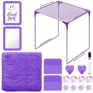 17PCS Locker Accessories for Girls, Lockers Decor for School, Purple Includes a metal mesh shelf, whiteboard, magnetic mirror, marker holders, plush rug and magnets for locker organizer 17PCS Locker Accessories for Girls, Lockers Decor for School, Purple Includes a metal mesh shelf, whiteboard, magnetic mirror, marker holders, plush rug and magnets for locker organizer