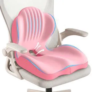Ergonomic Lumbar & Seat Support Cushion 2-in-1 Memory Foam Cushion with Coccyx Hollow Design for Office Chair, Car Seat, Home Use - Relieves Back & Hip Pain (Pink) Ergonomic Lumbar & Seat Support Cushion 2-in-1 Memory Foam Cushion with Coccyx Hollow Design for Office Chair, Car Seat, Home Use - Relieves Back & Hip Pain (Pink)