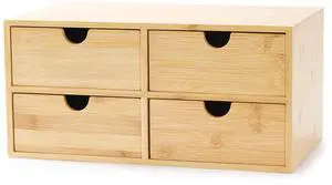 Bamboo Desk Drawer Organizer, Desktop Organizer with Drawers T(4 Drawes) 4 Drawers Open Top Tray Fully Assembled Stores Pens, Notes, Makeup, Jewelry & Toiletries for Office, Vanity & Bath Bamboo Desk Drawer Organizer, Desktop Organizer with Drawers T(4 Drawes) 4 Drawers Open Top Tray Fully Assembled Stores Pens, Notes, Makeup, Jewelry & Toiletries for Office, Vanity & Bath