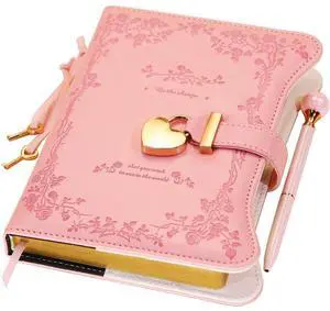 Diary with Lock and Keys for Girls Gift Ideas, 360 Pages Journal Elegant Gift Box for Teen Girls, B6 Gold Edged Pages Refillable Notebook with Pen and Bookmark for Writing, Garden Pink Diary with Lock and Keys for Girls Gift Ideas, 360 Pages Journal Elegant Gift Box for Teen Girls, B6 Gold Edged Pages Refillable Notebook with Pen and Bookmark for Writing, Garden Pink