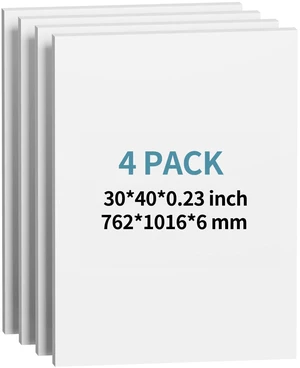4 Pack Foam Board 30"x40", 0.23 Inch Thickness White Poster Board, Double-Sided Acid-Free Foam Core Board, Large Lightweight Polystyrene Mat Board for Painting, Display, Craft & School Projects 4 Pack Foam Board 30"x40", 0.23 Inch Thickness White Poster Board, Double-Sided Acid-Free Foam Core Board, Large Lightweight Polystyrene Mat Board for Painting, Display, Craft & School Projects