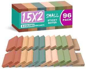 96 Pads Sticky Notes, 1.5"x2" Inches Mini Sticky Notes Pads, Vintage Bulk Small Sticky Notes for Quick Reminders and Color Coding, Mini Sticky Notes for Office, School and Home Organization 96 Pads Sticky Notes, 1.5"x2" Inches Mini Sticky Notes Pads, Vintage Bulk Small Sticky Notes for Quick Reminders and Color Coding, Mini Sticky Notes for Office, School and Home Organization