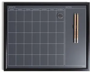 Magnetic Chalk Calendar Board, 16" x 20", Black Wood Style Frame, Premium Surface, Includes Chalk Pencils, Magnet Magnetic Chalk Calendar Board, 16" x 20", Black Wood Style Frame, Premium Surface, Includes Chalk Pencils, Magnet