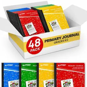 Primary Composition Notebook K-2, 48 PK Primary Journal 200 Pages Feature: No Bleed Pages, Ideal for: Students Grades K-2, Teachers, Binding: Sewn Composition Binding, Cover: Marble Primary Composition Notebook K-2, 48 PK Primary Journal 200 Pages Feature: No Bleed Pages, Ideal for: Students Grades K-2, Teachers, Binding: Sewn Composition Binding, Cover: Marble