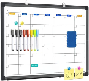 White Board Calendar Dry Erase for Wall, 24" x 18" Aluminum FrameBlack Magnetic Monthly Planner Board, Wall Mounted or Hanging. Calendar Design Suitable for Daily Planning of Home, Office, Class White Board Calendar Dry Erase for Wall, 24" x 18" Aluminum FrameBlack Magnetic Monthly Planner Board, Wall Mounted or Hanging. Calendar Design Suitable for Daily Planning of Home, Office, Class