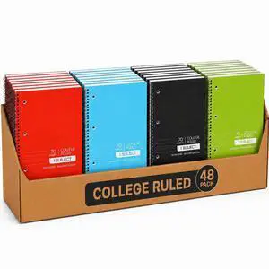 College Ruled Spiral Notebooks Bulk 1-Subject Notebook - 70 Sheets - 3 Hole Punched, Subject Notebooks for Binders, School Classroom Note Books - Perforated Pages, Assorted Colors - (Bulk - 48 Pack) College Ruled Spiral Notebooks Bulk 1-Subject Notebook - 70 Sheets - 3 Hole Punched, Subject Notebooks for Binders, School Classroom Note Books - Perforated Pages, Assorted Colors - (Bulk - 48 Pack)