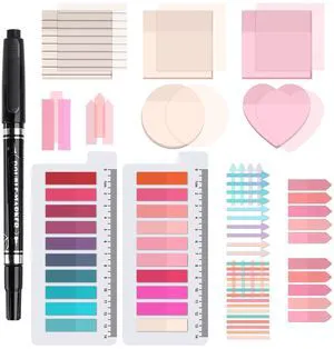 1450 Sheets Transparent Sticky Notes, 3 x 3 inch Aesthetic Clear Lined Sticky Notes with Pen, Gradient Color Waterproof Self-Adhesive Annotation Tabs for Bible Journaling (Pink) 1450 Sheets Transparent Sticky Notes, 3 x 3 inch Aesthetic Clear Lined Sticky Notes with Pen, Gradient Color Waterproof Self-Adhesive Annotation Tabs for Bible Journaling (Pink)