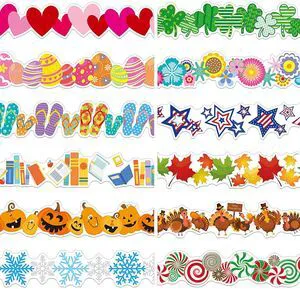 240 Pcs 236ft Holiday Bulletin Board Borders Colorful Seasonal Scalloped Border Trim Bulk Bulletin Decor for Classroom Back to School Decor (Monthly) 240 Pcs 236ft Holiday Bulletin Board Borders Colorful Seasonal Scalloped Border Trim Bulk Bulletin Decor for Classroom Back to School Decor (Monthly)