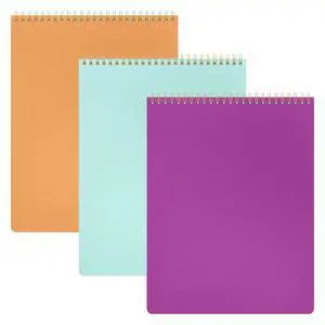 Top Bound Spiral Notebook, 3 Pack, Lined Notepad, (Raspberry/Marigold/Mint), 70 Sheets (140 Pages) Per Notebook, Wide/Legal Ruled, 8.5 inches x 11 inches Top Bound Spiral Notebook, 3 Pack, Lined Notepad, (Raspberry/Marigold/Mint), 70 Sheets (140 Pages) Per Notebook, Wide/Legal Ruled, 8.5 inches x 11 inches