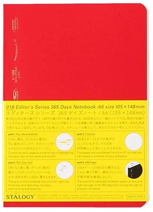 STALOGY S4112 365 Days Notebook, A6 Red STALOGY S4112 365 Days Notebook, A6 Red