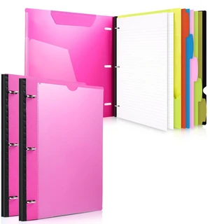 2-Pack Telescoping 3 Ring Binder Notebooks, Pink Includes Front Cover / Tabbed Catalog Pocket / 5 Tab Dividers / 1 Pocket Folder / 60 Sheets of Paper 2-Pack Telescoping 3 Ring Binder Notebooks, Pink Includes Front Cover / Tabbed Catalog Pocket / 5 Tab Dividers / 1 Pocket Folder / 60 Sheets of Paper