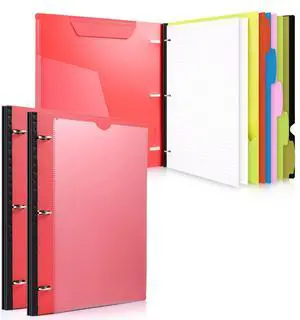 2-Pack Telescoping 3 Ring Binder Notebooks, Red Includes Front Cover / Tabbed Catalog Pocket / 5 Tab Dividers / 1 Pocket Folder / 60 Sheets of Paper 2-Pack Telescoping 3 Ring Binder Notebooks, Red Includes Front Cover / Tabbed Catalog Pocket / 5 Tab Dividers / 1 Pocket Folder / 60 Sheets of Paper