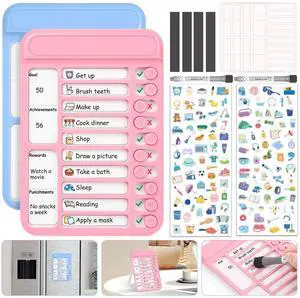 2Pcs Dry Erase Chore Chart for Kids, Magnetic Checklist Board, My Chores Slider Chart to Do List Board, Routine Chart Schedule Board Task Tracker for Home Refrigerator, Wall, Desk (Blue & Pink) 2Pcs Dry Erase Chore Chart for Kids, Magnetic Checklist Board, My Chores Slider Chart to Do List Board, Routine Chart Schedule Board Task Tracker for Home Refrigerator, Wall, Desk (Blue & Pink)