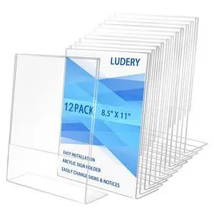 8.5x11 Inches Acrylic Sign Slant Back Holder, Plastic Display Stand,Brochure Holder, Table Top Sign Holder For Office, Home, Store, Restaurant(12pack) 8.5x11 Inches Acrylic Sign Slant Back Holder, Plastic Display Stand,Brochure Holder, Table Top Sign Holder For Office, Home, Store, Restaurant(12pack)