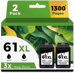 61XL 61 Black Ink Cartridge for HP Printers Replacement for HP Ink 61 XL High Yield for HP61 HP61XL for Envy 4500 5530 5535 4502 4501 OfficeJet 4630 4635 Desjet 2540 2542 1000 1010 Printer 2-Pack 61XL 61 Black Ink Cartridge for HP Printers Replacement for HP Ink 61 XL High Yield for HP61 HP61XL for Envy 4500 5530 5535 4502 4501 OfficeJet 4630 4635 Desjet 2540 2542 1000 1010 Printer 2-Pack