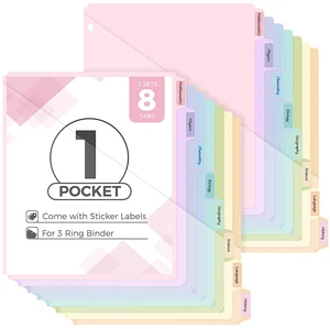 8 Tabs Dividers with 1 Clear Pocket, Durable Plastic Binder Dividers Dividers for 3 Ring Binders with Writable Labels,Insertable Lettersize Document Pocket,Organizer for School Office & Home 8 Tabs Dividers with 1 Clear Pocket, Durable Plastic Binder Dividers Dividers for 3 Ring Binders with Writable Labels,Insertable Lettersize Document Pocket,Organizer for School Office & Home