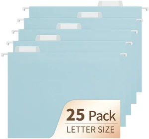 Light Blue Hanging File Folders,25 Pack Letter Size File Folders with 1/5-cut Tabs,Office Essentials for Filing Cabinet & Desk Storage Light Blue Hanging File Folders,25 Pack Letter Size File Folders with 1/5-cut Tabs,Office Essentials for Filing Cabinet & Desk Storage