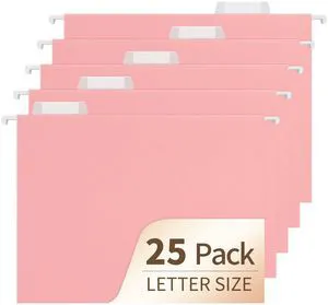 Pink Hanging File Folders,25 Pack Letter Size File Folders with 1/5-cut Tabs,Office Essentials for Filing Cabinet & Desk Storage Pink Hanging File Folders,25 Pack Letter Size File Folders with 1/5-cut Tabs,Office Essentials for Filing Cabinet & Desk Storage
