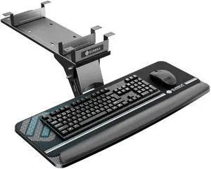 Keyboard Tray Height Adjustable, Swivel Tilt Computer Keyboard Drawer Under Desk, 25x9.13'' Sliding Keyboard & Mouse Platform with Mouse Pad for Typing, Black Keyboard Tray Height Adjustable, Swivel Tilt Computer Keyboard Drawer Under Desk, 25x9.13'' Sliding Keyboard & Mouse Platform with Mouse Pad for Typing, Black