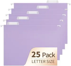 Light Purple Hanging File Folders,25 Pack Letter Size File Folders with 1/5-cut Tabs,Office Essentials for Filing Cabinet & Desk Storage Light Purple Hanging File Folders,25 Pack Letter Size File Folders with 1/5-cut Tabs,Office Essentials for Filing Cabinet & Desk Storage