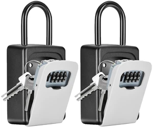 Portable Key Lock Box, Upgrade Clearly Visible Numbers, Lock Box Wall Mounted for House Key, 5 Key Capacity, Weatherproof Resettable Code (2 Pack, Gray) Portable Key Lock Box, Upgrade Clearly Visible Numbers, Lock Box Wall Mounted for House Key, 5 Key Capacity, Weatherproof Resettable Code (2 Pack, Gray)