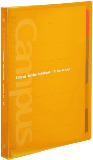Campus Slide Binder with 5 Tab Dividers, Middle Type, B5, 26 Holes, Up to 100 Sheets, Orange (RU-P333NYR) Campus Slide Binder with 5 Tab Dividers, Middle Type, B5, 26 Holes, Up to 100 Sheets, Orange (RU-P333NYR)