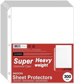 Super Heavyweight 3-Hole Letter Size Sheet Protectors - High Transparency Plastic Heavy Duty Sleeves for 3 Ring Binders, Archival Safe, Durable Page Protectors for Documents, 8.5x11 Inch (300 Pack) Super Heavyweight 3-Hole Letter Size Sheet Protectors - High Transparency Plastic Heavy Duty Sleeves for 3 Ring Binders, Archival Safe, Durable Page Protectors for Documents, 8.5x11 Inch (300 Pack)