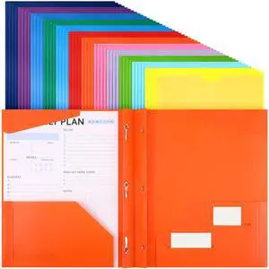 48 Plastic Folders with 3 Prongs Bulk, Stylish Colors Heavy Duty Folders with Clear Front Pockets and Card Slots Folder with Fasteners Fit Letter-size Paper for Work School Office 48 Plastic Folders with 3 Prongs Bulk, Stylish Colors Heavy Duty Folders with Clear Front Pockets and Card Slots Folder with Fasteners Fit Letter-size Paper for Work School Office