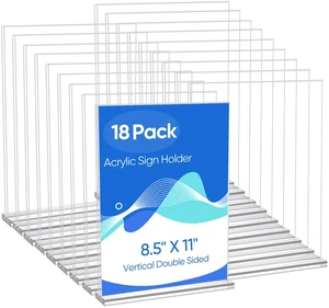 acrylic sign holder 8.5 x 11 Paper Stand 18 Pack Clear Double Side T Shape Acrylic Table Signs for Displaying, Flyer Holder Paper Card Holder for Office Business Store Mall Restaurants acrylic sign holder 8.5 x 11 Paper Stand 18 Pack Clear Double Side T Shape Acrylic Table Signs for Displaying, Flyer Holder Paper Card Holder for Office Business Store Mall Restaurants