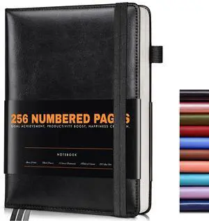 Lined Journal Notebook for Women Men, 256 Numbered Pages Hardcover Leather Journals for Writing, A5 Journaling Notebooks, College Ruled Journal for Business Work School Note Taking 5.75" x 8.38" Black Lined Journal Notebook for Women Men, 256 Numbered Pages Hardcover Leather Journals for Writing, A5 Journaling Notebooks, College Ruled Journal for Business Work School Note Taking 5.75" x 8.38" Black