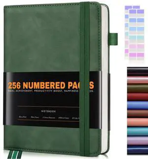 Lined Journal Notebook for Women Men, 256 Numbered Pages Hardcover Leather Journals for Writing, A5 Journaling Notebooks, College Ruled Journal for Business Work School 5.75" x 8.38" Green Lined Journal Notebook for Women Men, 256 Numbered Pages Hardcover Leather Journals for Writing, A5 Journaling Notebooks, College Ruled Journal for Business Work School 5.75" x 8.38" Green