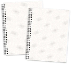 Dotted Journal Notebook, 160 Pages per Pack, B5 Size (7.6'' × 10'') 2-Pack, 100 GSM Thick Paper, Spiral-bound, Flexible Plastic Cover, for Journaling, Planning, Tracking Dotted Journal Notebook, 160 Pages per Pack, B5 Size (7.6'' × 10'') 2-Pack, 100 GSM Thick Paper, Spiral-bound, Flexible Plastic Cover, for Journaling, Planning, Tracking