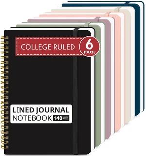 6 Pack Lined Notebooks for Work Hardcover Spiral Journal for Office 6 Multi, 5.7" x 7.9" Spiral Journals for Writing, Bulk Work Notebooks, Note taking and School Supplies, 140 Pages 6 Pack Lined Notebooks for Work Hardcover Spiral Journal for Office 6 Multi, 5.7" x 7.9" Spiral Journals for Writing, Bulk Work Notebooks, Note taking and School Supplies, 140 Pages