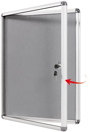 SWANCROWN 38x28 in Enclosed Bulletin Board, Locking Display Felt Board Grey 9xA4, Tamperproof, Shatterproof, Lockable, Grey Felt, Silver Aluminum Frame, Notice Board for Wall, Office School Business SWANCROWN 38x28 in Enclosed Bulletin Board, Locking Display Felt Board Grey 9xA4, Tamperproof, Shatterproof, Lockable, Grey Felt, Silver Aluminum Frame, Notice Board for Wall, Office School Business