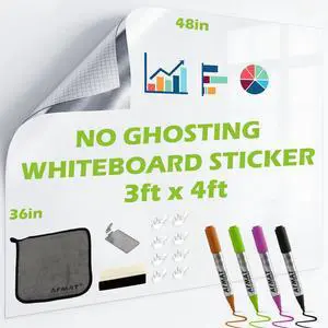 Whiteboard Sticker for Wall, 48" x 36" White Board Paper, Super Sticky Dry Erase Wallpaper, Peel and Stick Dry Erase Board with 3 Markers, No Ghosting Whiteboard Paper for Home Office Classroom Whiteboard Sticker for Wall, 48" x 36" White Board Paper, Super Sticky Dry Erase Wallpaper, Peel and Stick Dry Erase Board with 3 Markers, No Ghosting Whiteboard Paper for Home Office Classroom