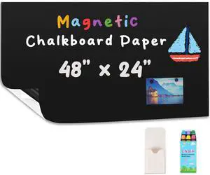 Magnetic Chalkboard Contact Paper for Wall 48" x 24" Self Adhesive Blackboard Wallpaper Peel and Stick Wall Decal Roll with Starter Kit for Home Magnetic Chalkboard Contact Paper for Wall 48" x 24" Self Adhesive Blackboard Wallpaper Peel and Stick Wall Decal Roll with Starter Kit for Home