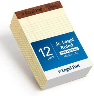 5 x 8 Legal Pads, 12 Pack, The Legal Pad Brand, Narrow Ruled, Yellow Paper, 50 Sheets Per Writing Pad, Made in the USA (7501) 5 x 8 Legal Pads, 12 Pack, The Legal Pad Brand, Narrow Ruled, Yellow Paper, 50 Sheets Per Writing Pad, Made in the USA (7501)