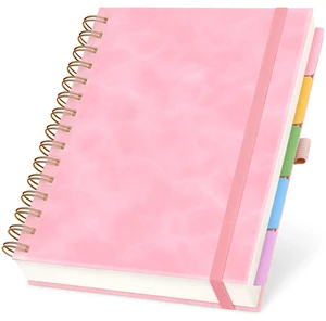 Hardcover Lined Spiral Notebook with Removable Dividers Leather Bound Pink 8x10" 300 Pages College Ruled 5 Subject Notebook for Work - with Tabs, Pockets, and Pen Loop for Note Taking, Large Journal Hardcover Lined Spiral Notebook with Removable Dividers Leather Bound Pink 8x10" 300 Pages College Ruled 5 Subject Notebook for Work - with Tabs, Pockets, and Pen Loop for Note Taking, Large Journal