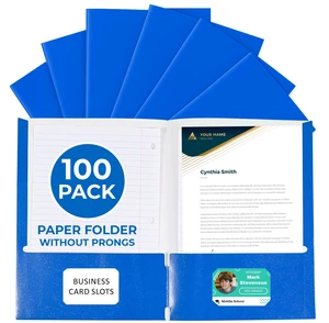 100 Pack Blue 2 Pocket Paper Folders. Heavy Duty, Bulk Folders with Pockets and Business Card Slots. Colored Letter Size Document Organizers. Durable Portfolio for School, College, Office Files 100 Pack Blue 2 Pocket Paper Folders. Heavy Duty, Bulk Folders with Pockets and Business Card Slots. Colored Letter Size Document Organizers. Durable Portfolio for School, College, Office Files