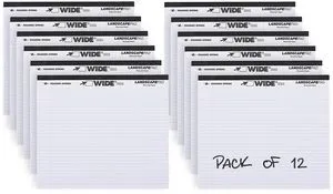 Wide Landscape Legal Pad, White, 12 Pads, 11" x 9.5", College-Ruled with Margin, 20 lb Recycled Paper, 40 Perforated Sheets, Made in USA 0070972745209 Wide Landscape Legal Pad, White, 12 Pads, 11" x 9.5", College-Ruled with Margin, 20 lb Recycled Paper, 40 Perforated Sheets, Made in USA 0070972745209