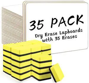 Dry Erase Lapboards, 35 Pack Double Sided Small Dry Erase Whiteboards 9 x 12.5 Inch with 35 Erasers, Small Dry Erase Boards for Classroom Teacher Supplies, Personal White Boards for Students Dry Erase Lapboards, 35 Pack Double Sided Small Dry Erase Whiteboards 9 x 12.5 Inch with 35 Erasers, Small Dry Erase Boards for Classroom Teacher Supplies, Personal White Boards for Students