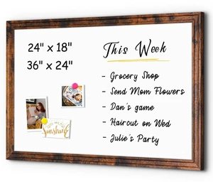 Dry Erase Board, 36" x 24" Magnetic Whiteboard, Vintage Brown Wood Framed Decorative White Board, Wall-Mounted Notice Board, For School, Office, Home, 8 Magnets 4 Markers 1 Eraser Dry Erase Board, 36" x 24" Magnetic Whiteboard, Vintage Brown Wood Framed Decorative White Board, Wall-Mounted Notice Board, For School, Office, Home, 8 Magnets 4 Markers 1 Eraser