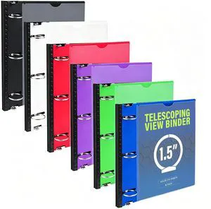1.5 Inch Telescoping 3 Ring Binder 6 Pack, Expandable Flexible Binder with Customizable Front Cover & Clear Catalog Pocket, Holds 370 Sheets, Assorted Colors, School Office Supplies 1.5 Inch Telescoping 3 Ring Binder 6 Pack, Expandable Flexible Binder with Customizable Front Cover & Clear Catalog Pocket, Holds 370 Sheets, Assorted Colors, School Office Supplies