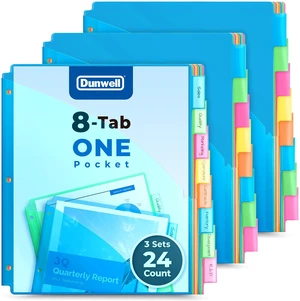 8-Tab Dividers Pocket for 3-Ring Binders, 3 Sets, 24 Count 8 Insertable Tabs, Pocket Divider Design, 3 Divider Sets, Fits Standard 3-Ring Binders, Assorted Colors 8-Tab Dividers Pocket for 3-Ring Binders, 3 Sets, 24 Count 8 Insertable Tabs, Pocket Divider Design, 3 Divider Sets, Fits Standard 3-Ring Binders, Assorted Colors