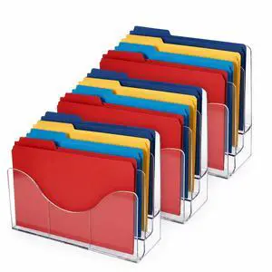 250099-3PK Three Tier File and Brochure Desktop Wall Organizer Holder with Dividers brochure display stand acrylic file holder, Clear, 3-Pack 250099-3PK Three Tier File and Brochure Desktop Wall Organizer Holder with Dividers brochure display stand acrylic file holder, Clear, 3-Pack