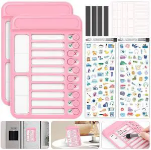 2Pcs Dry Erase Chore Chart for Kids, Magnetic Checklist Board, My Chores Slider Chart to Do List Board, Routine Reward Chart Schedule Board Task Tracker for Home Refrigerator, Wall, Desk (Pink) 2Pcs Dry Erase Chore Chart for Kids, Magnetic Checklist Board, My Chores Slider Chart to Do List Board, Routine Reward Chart Schedule Board Task Tracker for Home Refrigerator, Wall, Desk (Pink)