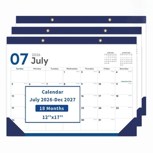 Desk Calendar 2026-2027, 17" x 12" Monthly Desktop Planner Pad with Frosted Cover, 18 Months July 2026 to December 2027, Thick 120 GSM Paper for Office School Home,3 Pack Desk Calendar 2026-2027, 17" x 12" Monthly Desktop Planner Pad with Frosted Cover, 18 Months July 2026 to December 2027, Thick 120 GSM Paper for Office School Home,3 Pack