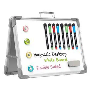 Small Dry Erase White Board - 12" x 16" Mini Easel Desktop Double Sided Whiteboard, Portable Magnetic Board on Table Top with Holder for Drawing, Teacher Instruction, Memo Board Small Dry Erase White Board - 12" x 16" Mini Easel Desktop Double Sided Whiteboard, Portable Magnetic Board on Table Top with Holder for Drawing, Teacher Instruction, Memo Board